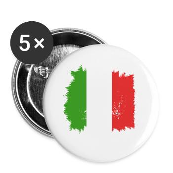 Drapeau italien - Lot de 5 grands badges (56 mm) - blanc - Devant
