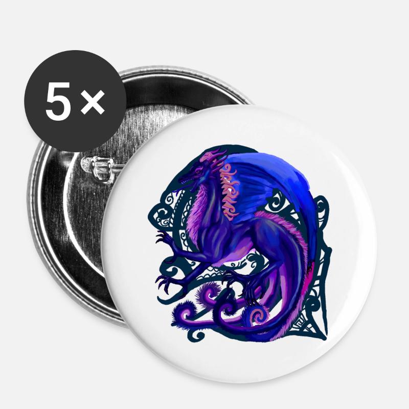 blue dragon - Buttons large 2.2''/56 mm (5-pack) - white