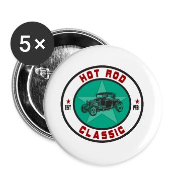 Hot Rod Classic Oldtimer Auto Car US Car Gift - Buttons large 2.2''/56 mm (5-pack) - white - Front