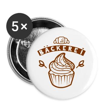 Boulangerie Cupcake - Lot de 5 grands badges (56 mm) - blanc - Devant