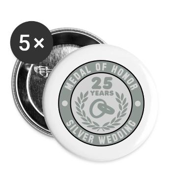 MEDAL OF HONOR ARGENT MARIAGE 25 3C - Lot de 5 grands badges (56 mm) - blanc - Devant