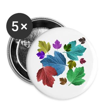 Feuilles, coloré, feuillage, automne, arbre, feuille, arbres - Lot de 5 grands badges (56 mm) - blanc - Devant