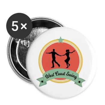 West Coast swing WCS westie dancing gift dance - Buttons large 2.2''/56 mm (5-pack) - white - Front