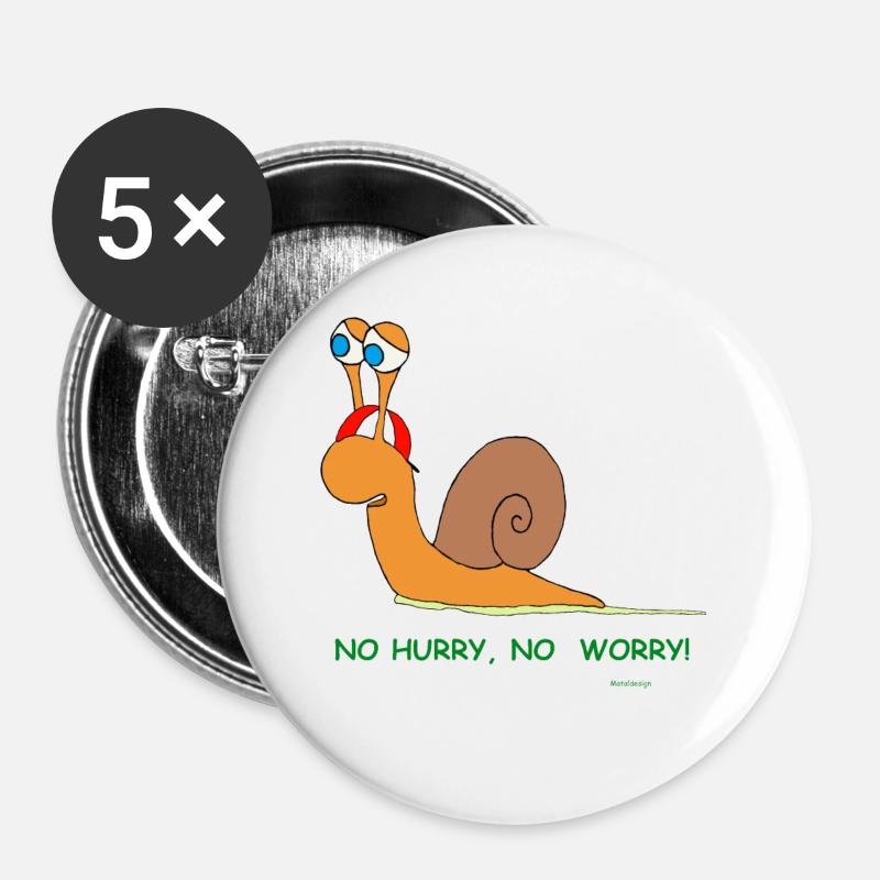Humorous snail with saying - relaxed - Buttons large 2.2''/56 mm (5-pack) - white