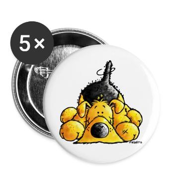 Airedale Terrier - chien - Lot de 5 grands badges (56 mm) - blanc - Devant