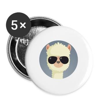 Lunettes de soleil en alpaga - Lot de 5 grands badges (56 mm) - blanc - Devant