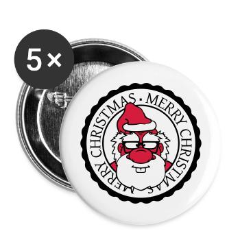 santa claus round circle stamp nikolaus weihnac - Buttons large 2.2''/56 mm (5-pack) - white - Front