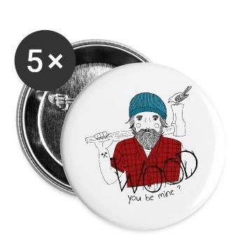 verliebter bärtiger Holzfäller Geschenk - Buttons groß 56 mm (5er Pack) - Weiß - Vorne