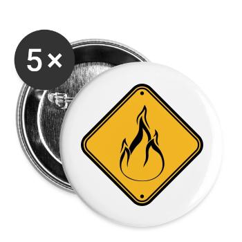 note shield warning caution caution hazard feu - Buttons large 2.2''/56 mm (5-pack) - white - Front