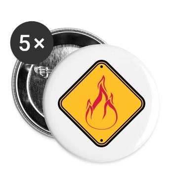 schild hinweis warnung achtung vorsicht gefahr feu - Buttons groß 56 mm (5er Pack) - Weiß - Vorne