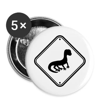 Attention attention prudence signe bouclier silhouette - Lot de 5 grands badges (56 mm) - blanc - Devant