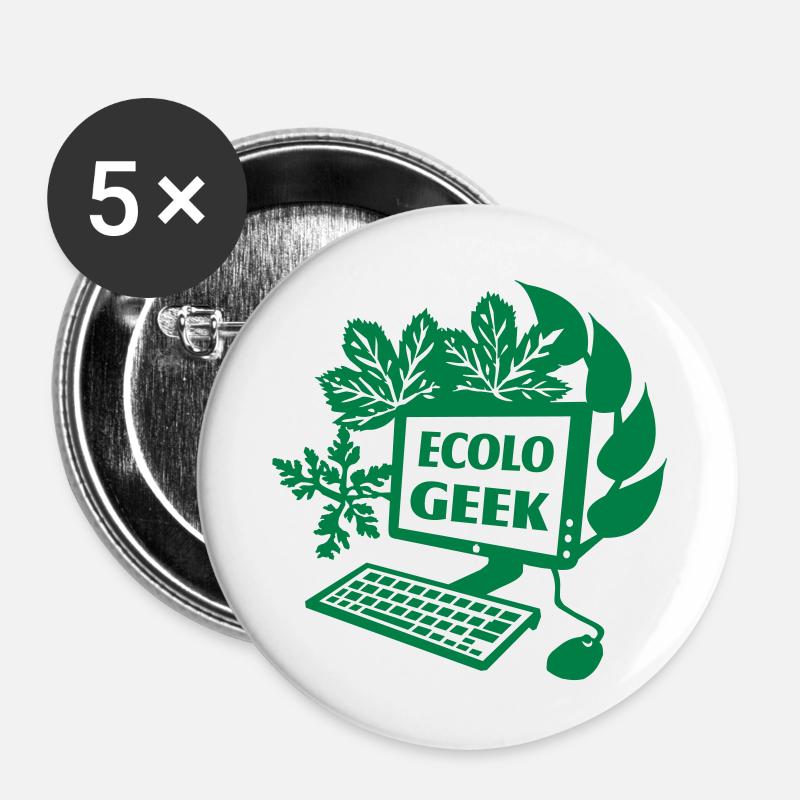 Eco Geek - Buttons large 2.2''/56 mm (5-pack) - white
