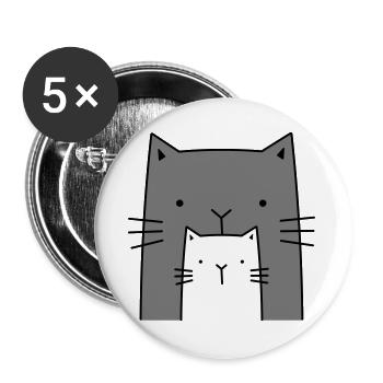 zwei Katzen I große und kleine Katze Geschenk - Buttons groß 56 mm (5er Pack) - Weiß - Vorne