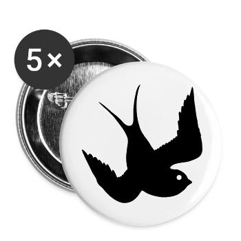 Tattoo Swallows Design Oldschool Birds Freedom - Lot de 5 grands badges (56 mm) - blanc - Devant