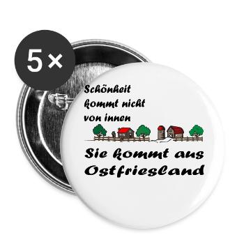 Beauty does not come from within - Ostfriesland - Buttons large 2.2''/56 mm (5-pack) - white - Front