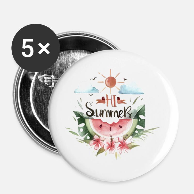 Summer watermelon - Buttons large 2.2''/56 mm (5-pack) - white