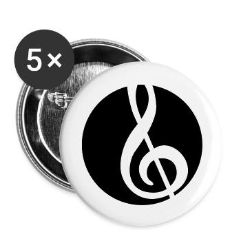 Music - Buttons groß 56 mm (5er Pack) - Weiß - Vorne