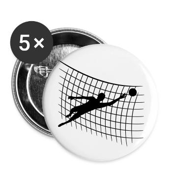 design netz muster torwart torhueter halten fussba - Buttons groß 56 mm (5er Pack) - Weiß - Vorne