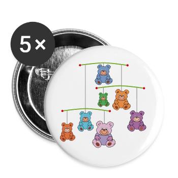 Mobilé avec des ours en peluche - Lot de 5 grands badges (56 mm) - blanc - Devant