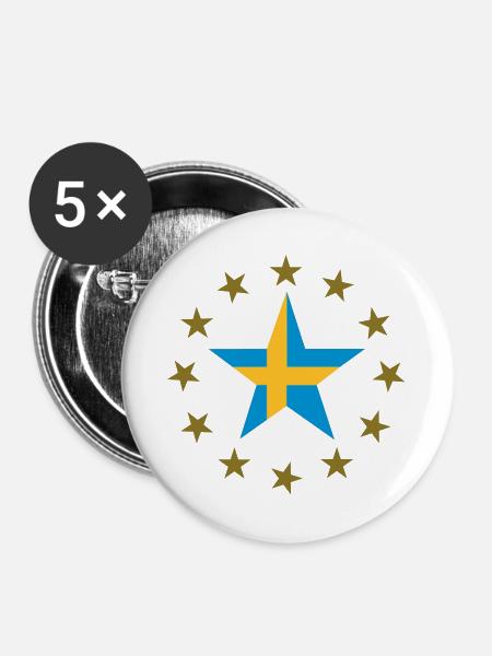 Schweden & Sternen - Buttons groß 56 mm (5er Pack) - Weiß