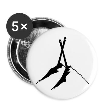 SKI, APRES SKI, neige, montagnes, FREESKI,télémark - Lot de 5 grands badges (56 mm) - blanc - Devant