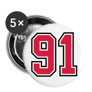 91 sports jersey football number - Buttons large 2.2''/56 mm (5-pack) - white - Front