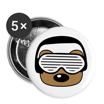 gesicht kopf feiern party dj kopfhoerer musik spas - Buttons groß 56 mm (5er Pack) - Weiß - Vorne
