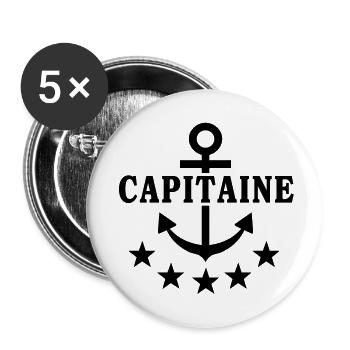 capitaine - Lot de 5 grands badges (56 mm) - blanc - Devant