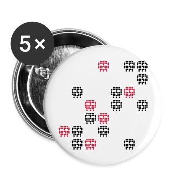 pixel skull game shot - Buttons large 2.2''/56 mm (5-pack) - white - Front