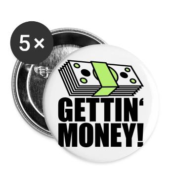 buendel geldscheine dollar gettin money zeichen ge - Buttons groß 56 mm (5er Pack) - Weiß - Vorne