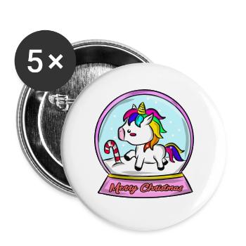 Noël Licorne - Lot de 5 grands badges (56 mm) - blanc - Devant