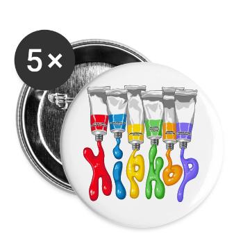Hip hop tubes - Buttons groß 56 mm (5er Pack) - Weiß - Vorne