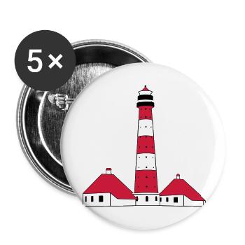 Westerhever Leuchtturm - Buttons groß 56 mm (5er Pack) - Weiß - Vorne