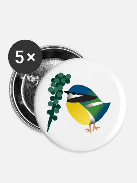 vogel - Buttons groß 56 mm (5er Pack) - Weiß