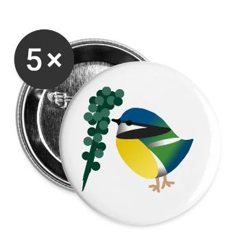 Petit Oiseau Coloré et Baies - Lot de 5 grands badges (56 mm) - blanc - Devant