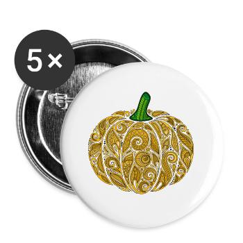 Kürbis - Buttons groß 56 mm (5er Pack) - Weiß - Vorne
