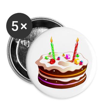 gâteau anniversaire - Lot de 5 grands badges (56 mm) - blanc - Devant