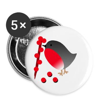 Mignon Rouge-Gorge aux Baies Rouges - Lot de 5 grands badges (56 mm) - blanc - Devant