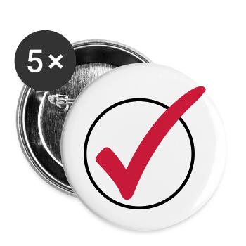 haken_ok__f2 - Buttons groß 56 mm (5er Pack) - Weiß - Vorne