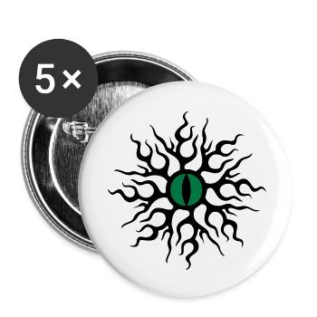 Drachenauge, Dragon Eye, Tattoo Style, Drache Auge - Buttons groß 56 mm (5er Pack) - Weiß - Vorne