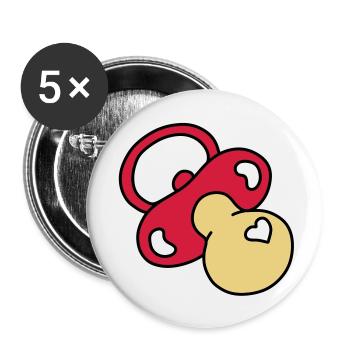 tetine coeur - Lot de 5 grands badges (56 mm) - blanc - Devant