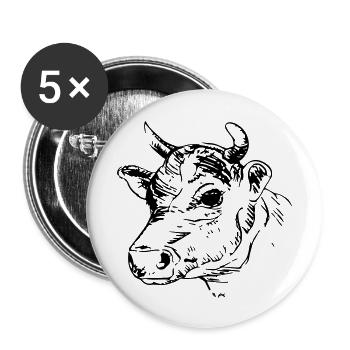 cow_1 - Lot de 5 grands badges (56 mm) - blanc - Devant