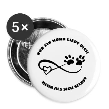 unendliches herz pfoten spruch hund - Buttons groß 56 mm (5er Pack) - Weiß - Vorne