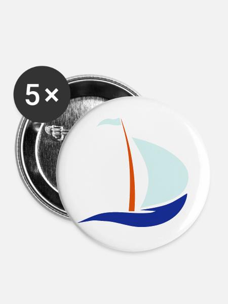 segelboot - Buttons groß 56 mm (5er Pack) - Weiß