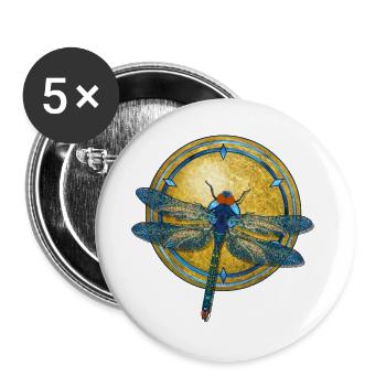 Libelle Jugendstil - Buttons groß 56 mm (5er Pack) - Weiß - Vorne