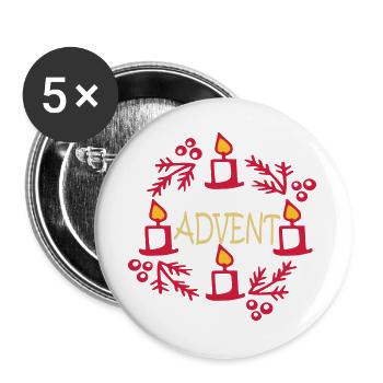Advent - Buttons groß 56 mm (5er Pack) - Weiß - Vorne