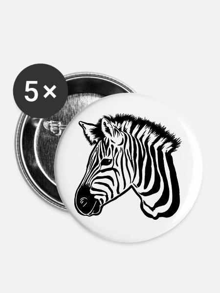 zebra dark - Buttons groß 56 mm (5er Pack) - Weiß