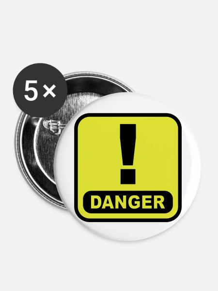 Danger Ausrugezeichen - Buttons large 2.2''/56 mm (5-pack) - white