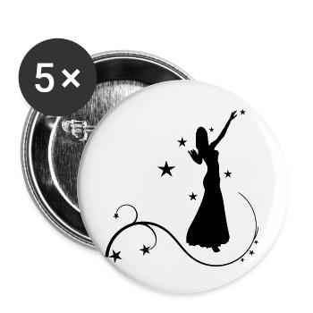 Bauchtanz mit Sternen - Buttons groß 56 mm (5er Pack) - Weiß - Vorne