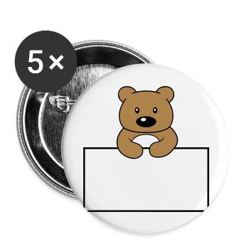 name shield frame text write teddy grizzly ba - Buttons large 2.2''/56 mm (5-pack) - white - Front